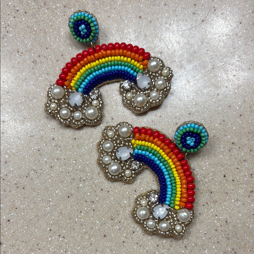 Colorful Beaded Rainbow Earrings